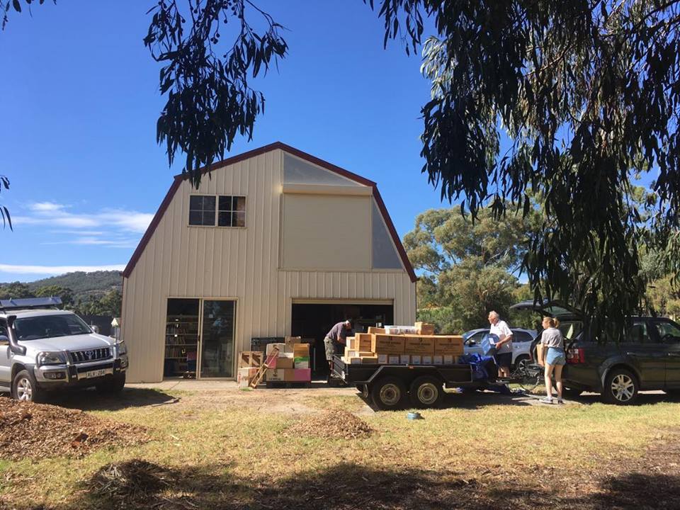 into the barn